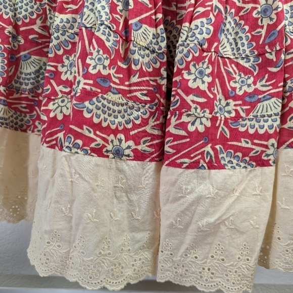 Vintage Free People Cotton Eyelet Midi Dress Boho Cottagecore Y2K Size 0 - Picture 6 of 13